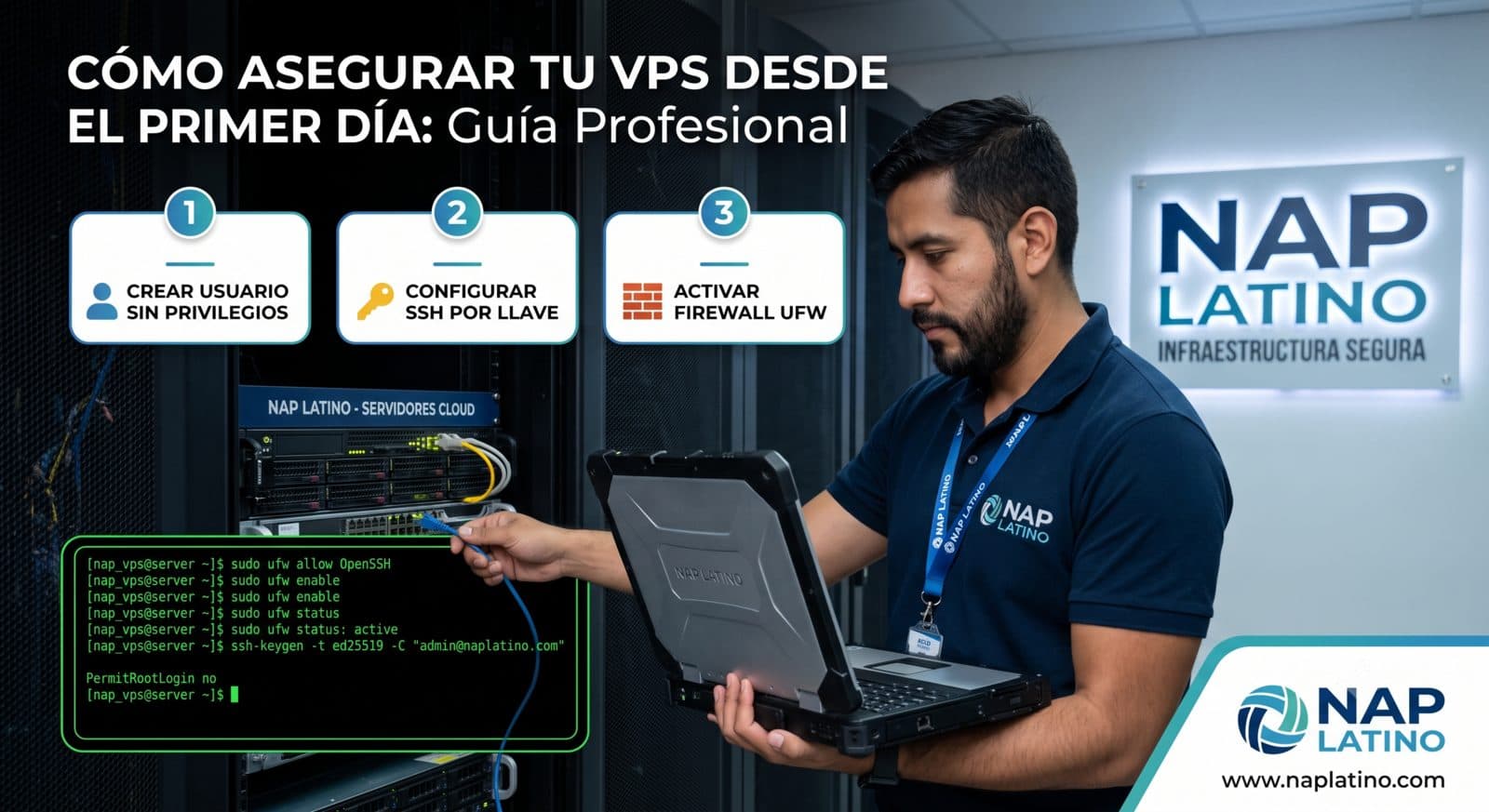 Cómo asegurar tu VPS desde el primer día: usuario sin privilegios, SSH por llave y firewall UFW